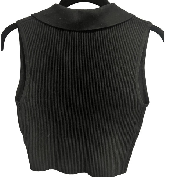 House of Harlow 1960 black ribbed sleeveless polo top | Size S NWT - Picture 4 of 6